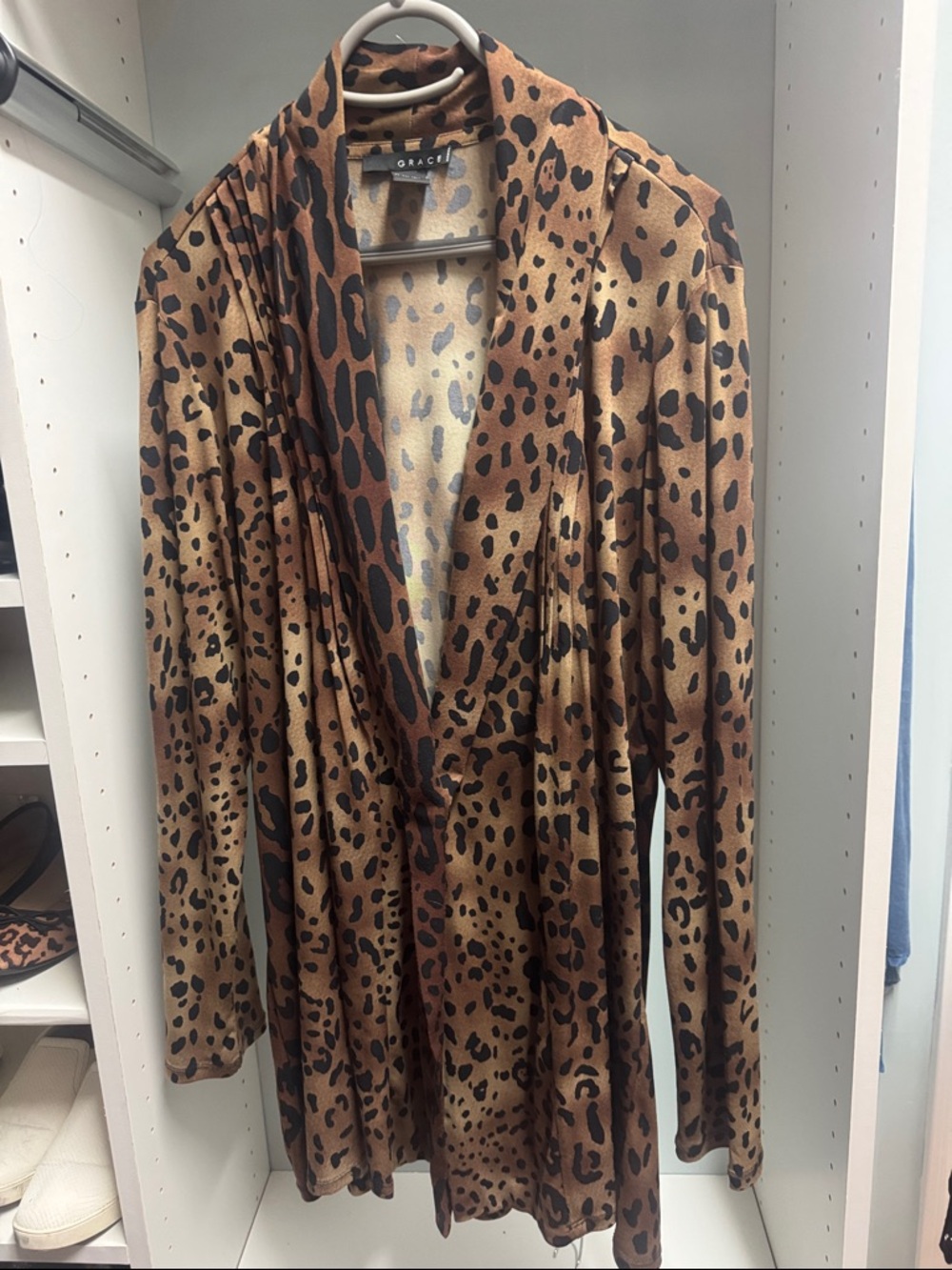 Grace Leopard Print Open Cardigan - Brown & Black